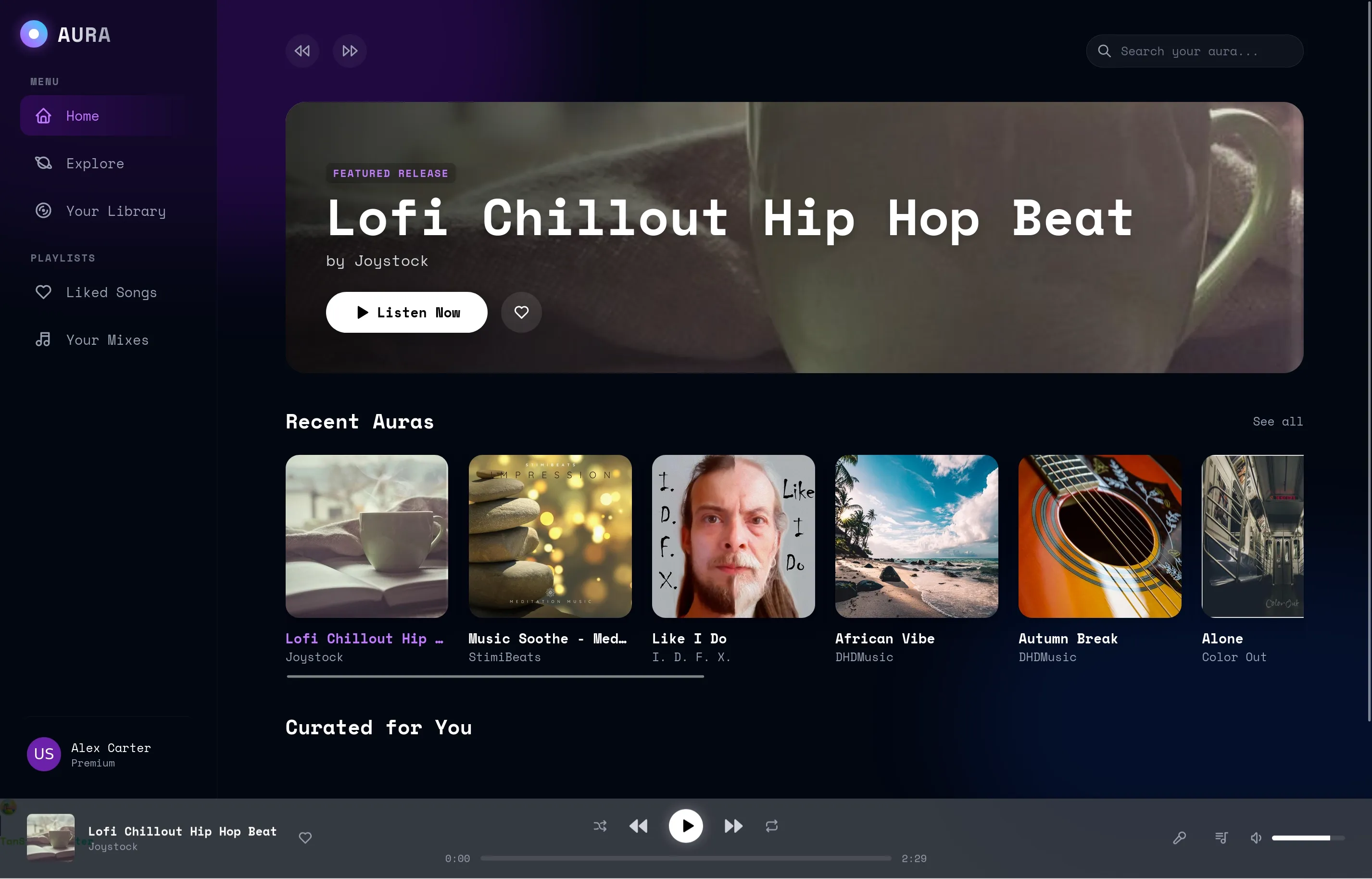 Aperçu de Lecteur de Musique Aura